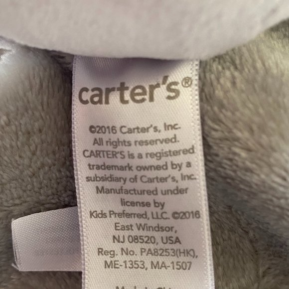 Carter's  Elephant Lovey Security Blanket Grey Gray Satin Edging Backside 14x14 - Picture 6 of 8